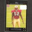 PATRICK WILLIS 2007 Topps Rookie Card - 49ers & Ole Miss
