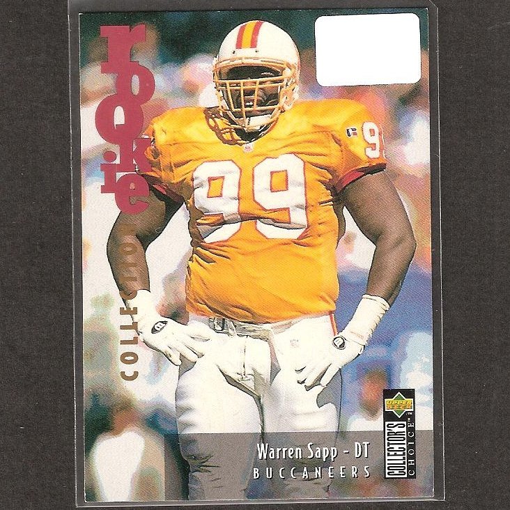 1995 UPPER DECK WARREN SAPP #12 ROOKIE RC TAMPA BAY BUCCANEERS HOF