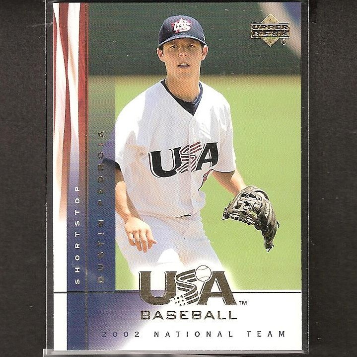 DUSTIN PEDROIA 2002 Upper Deck USA Rookie Card RC Red Sox