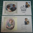 1982 Benham PRINCESS DIANA, CHARLES, PRINCE WILLIAM Birth Silk FDC First Day Cover Lot of 2 1982 Benham PRINCESS DIANA, CHARLES, PRINCE WILLIAM Birth Silk FDC First Day Cover Lot of 2