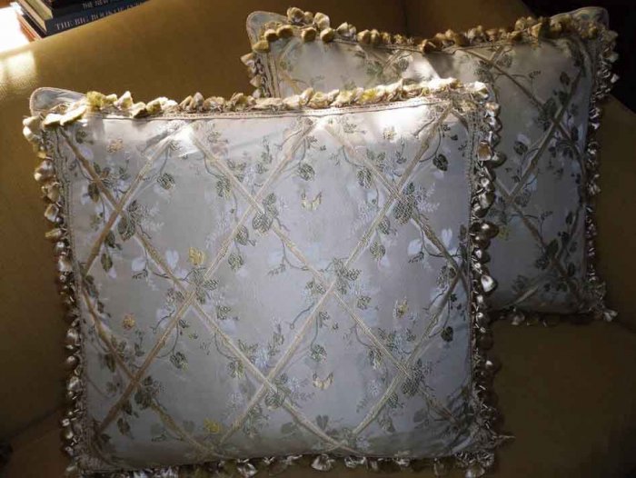 Scalamandre Butterfly and Trellis Silk Lampas Pillows