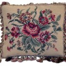 FLORAL BEIGE NEEDLEPOINT ACCENT PILLOW