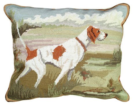 POINTER IN THE FIELD NEEDLEPOINT ACCENT PILLOW!