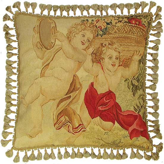Dancing Cherubs Aubusson Pillow