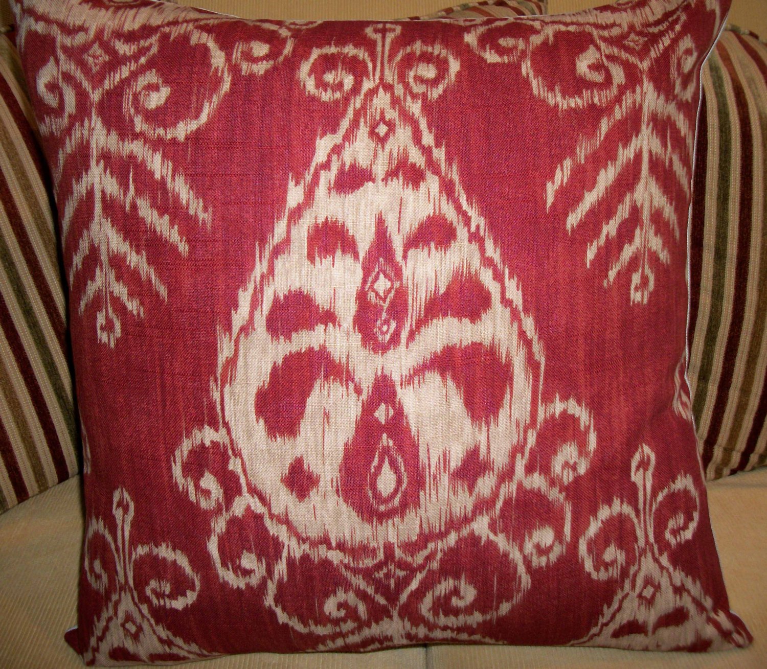 RED IKAT ACCENT PILLOW NEW