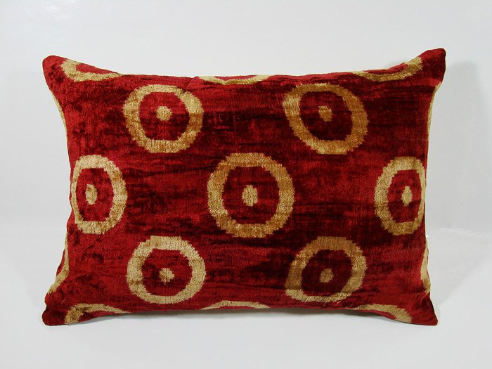 SILK VELVET IKAT ACCENT PILLOW CIRCLES