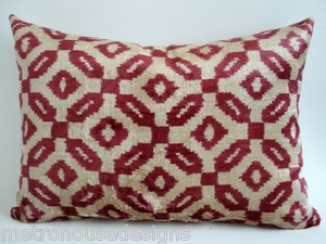 HAND LOOMED VINTAGE SILK VELVET IKAT ACCENT PILLOW