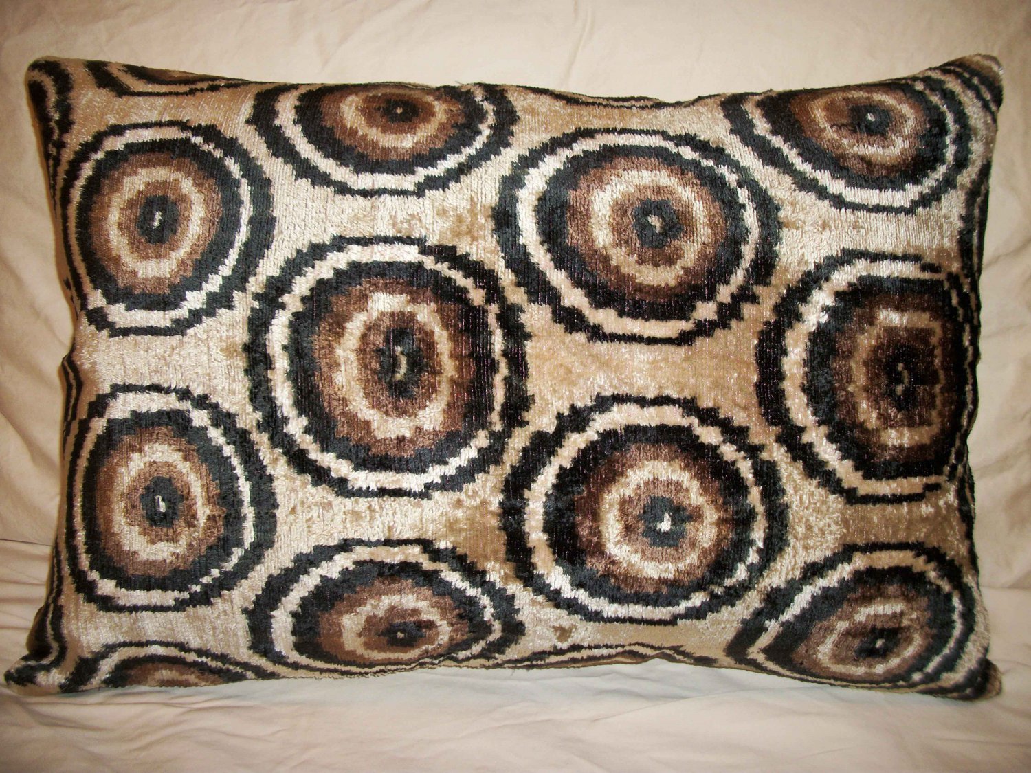 SILK AND COTTON VELVET IKAT ACCENT PILLOW