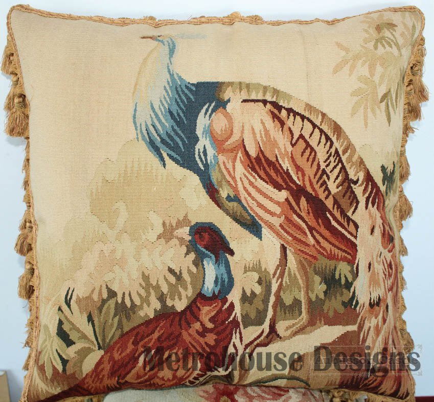 Pavone Tapestry Aubusson Accent Pillow