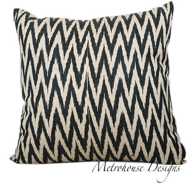 FLAME STITCH COTTON & SILK BLEND IKAT PILLOW