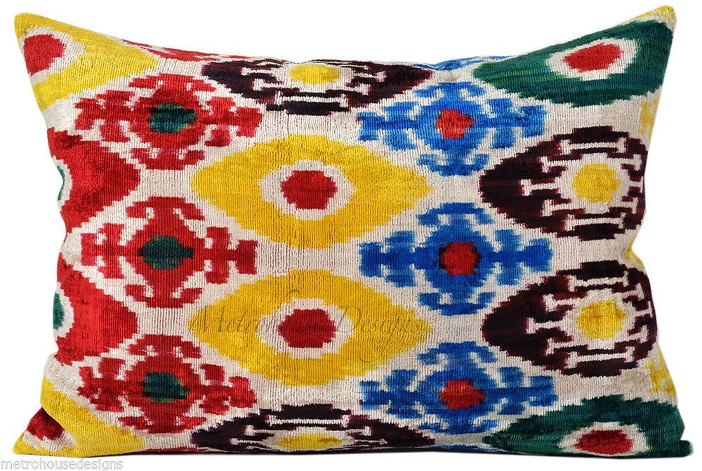 SILK VELVET IKAT PILLOW ~ 16 x 23 ~ NEW!