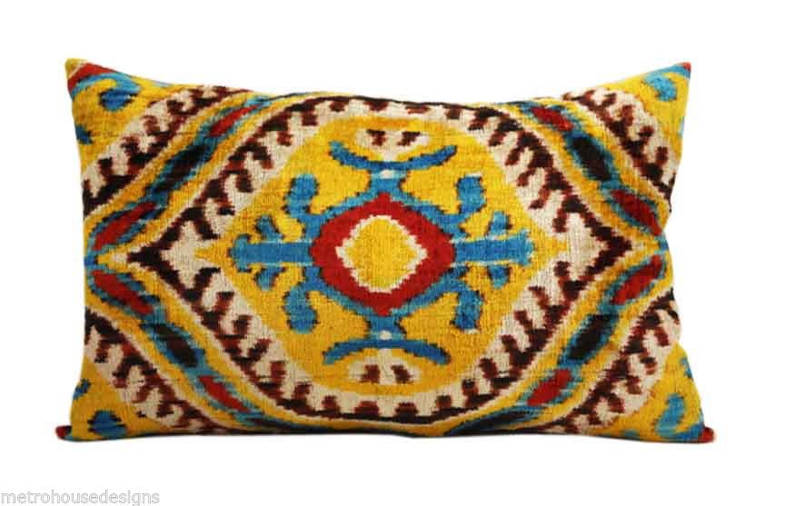 TIERRA SILK & COTTON IKAT LUMBAR ACCENT PILLOW ~16 x 24