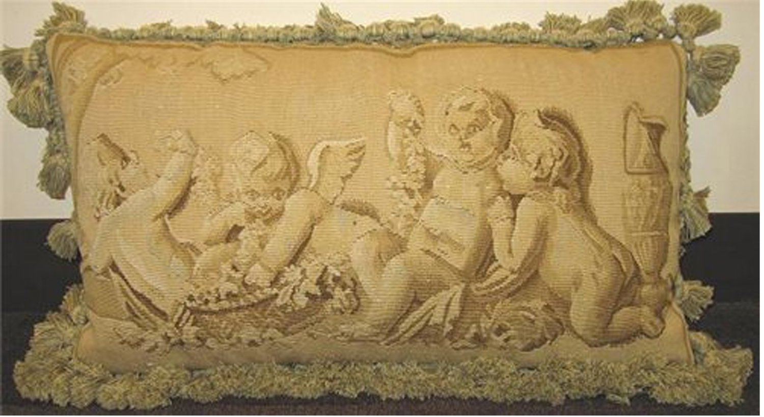 Hand Loomed "Cherubs" Aubusson pillow