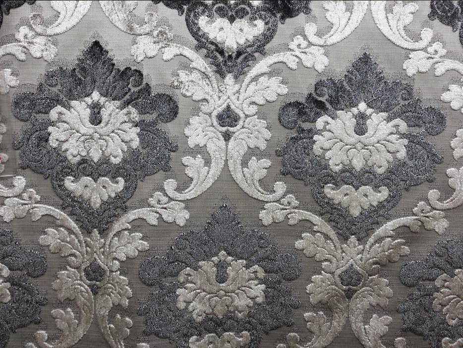 PARISIAN VELVET GRAPHITE,SMOKE,SILVER AND GREY DAMASK ~ NEW!