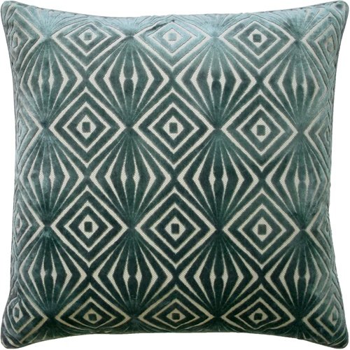 GEOMETRIC CUT VELVET DESIGNER ACCENT PILLOW ~COLOR: SPA