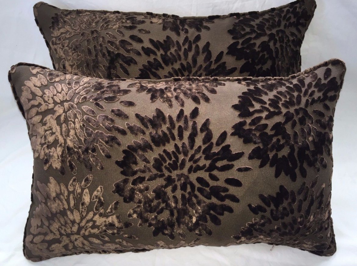 Pair Of Koplavitch & Zimmer Burnt Out Velvet Pillows