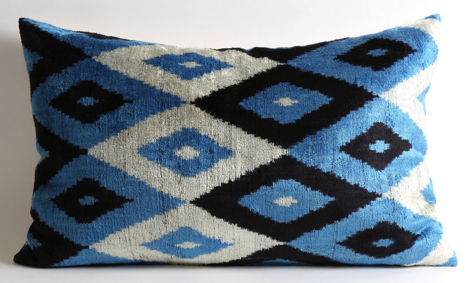 Silk Velvet Ikat Pillow