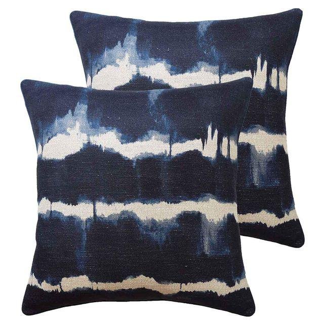 Indigo Custom Designer Down Feather Pillows - A Pair