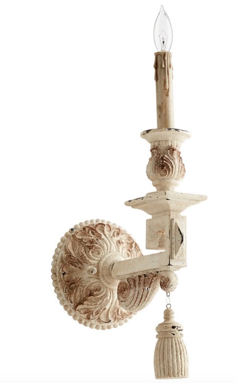 Reduced: Distressed Antique White Farmhouse Sconce