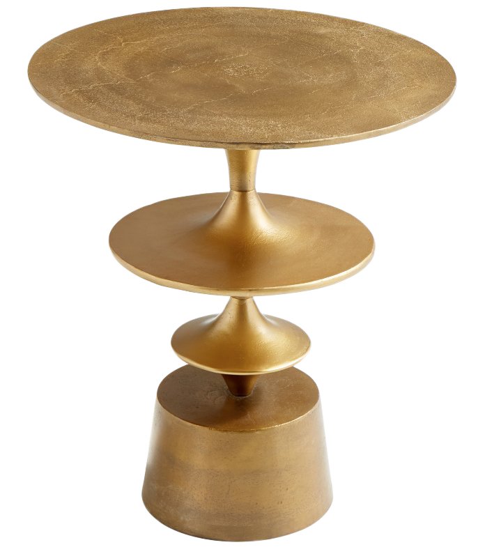 Gold Tone Aluminum Martini Pedestal Side Table