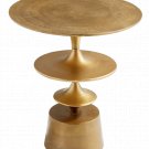 Gold Tone Aluminum Martini Pedestal Side Table