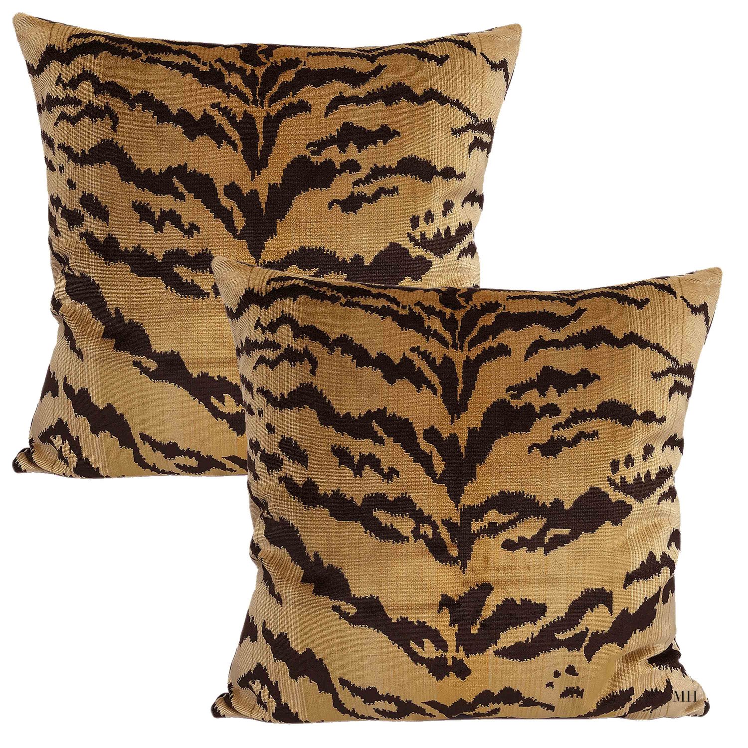 Nobilis of Paris From the Salambo Collection , Velvet Tiger Down Feather Accent Pillows - Set of 2
