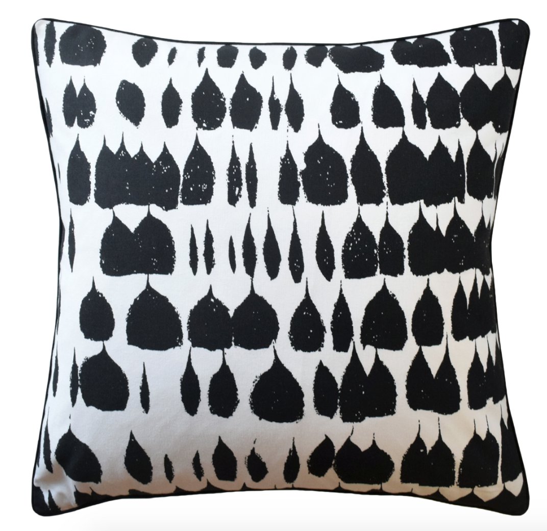 Black On White Designer Down Feather Pillow