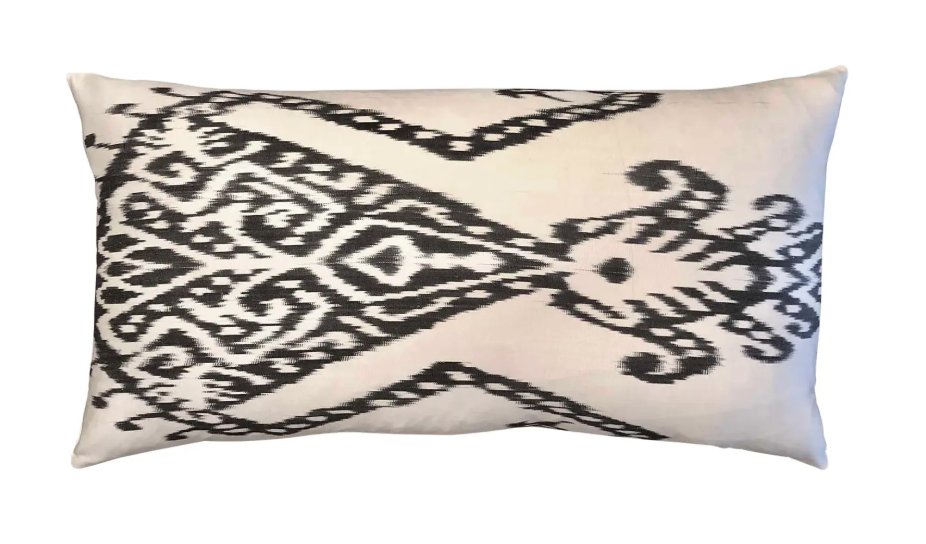 Silk Atlas Cream and Graphite Bolster Pillow