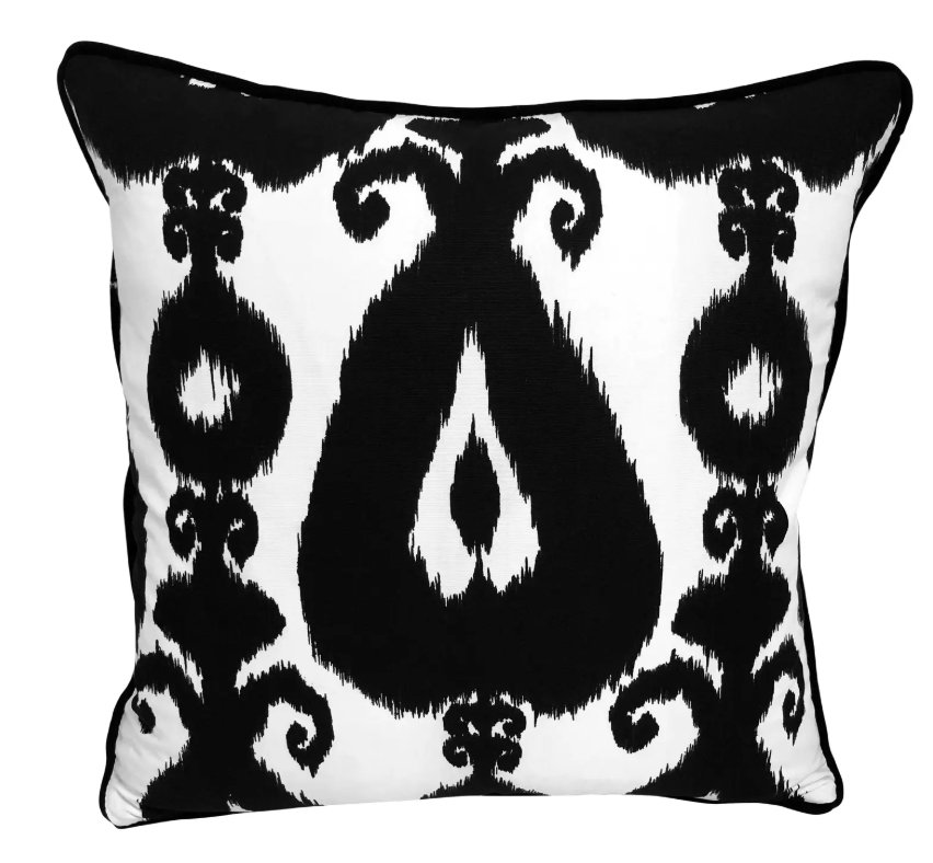 Black and White Ikat Accent Pillow
