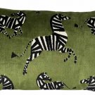 Sage Zebra Velvet Lumbar Pillow