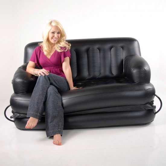 AiroSpace 5in1 EZ Queen Size Inflatable Sofa Cum Bed (Black) 5in