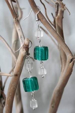 Teal Glass Triple Drop