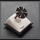 Adjustable Silver Ring with Shell - Black