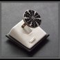 Adjustable Silver Ring with Shell - Black