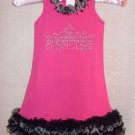 Hot Pink Princess Rhinestone Crown Chiffon Ruffled Dress