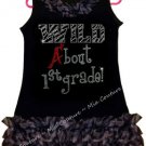 Rhinestone Wild About 1st Grade Zebra Chiffon Ruffled Dress