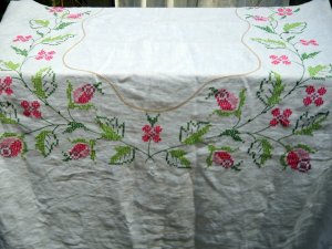 Vintage Medium Size Finished Cross Stitch Tablecloth