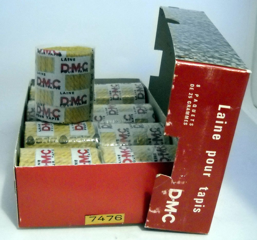 DMC Wool Pre-Cut Rug Yarn -1 round + l box (25g) of 8 rounds color 7476 old gold dk, lot 41958