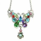 Rainbow Butterfly Flower Swarovski Crystal Necklace