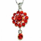 Red Flower Swarovski Crystal Necklace