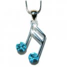 Aqua Sixteenth Music note Swarovski Crystal Pendant Necklace