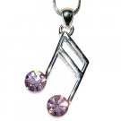 Purple Swarovski Crystal Sixteenth Music note Pendant Necklace