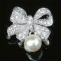Cream White Pearl Bow Swarovski Crystal Brooch for Wedding Dress
