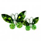 Xmas Green Butterfly Friends Swarovski Crystal Brooch