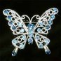 Blue Cutout Butterfly Swarovski Crystal Brooch