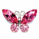 Swarovski Crystal Bridal Wedding Pink Butterfly Brooch