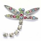 Rainbow Dangling Dragonfly Swarovski Crystal Brooch