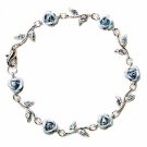 Light Sapphire Rose Flower Swarovski Crystal Bracelet