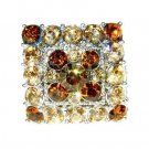 Topaz Gold Square Swarovski Crystal Cocktail Ring