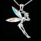 Clear Tinkerbell Fairy Swarovski Crystal Pixie Pendant Necklace